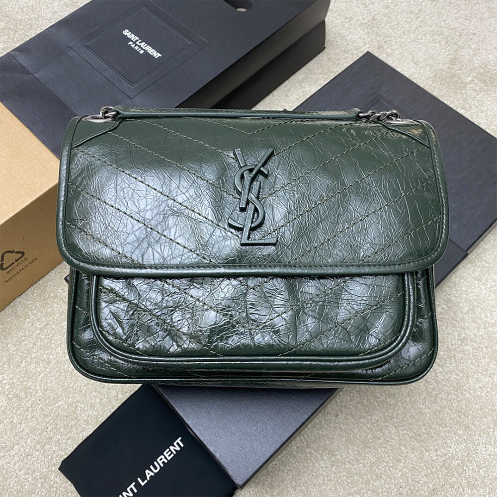 YSL NIKI MEDIUM IN CRINKLED VINTAGE LEATHER(HIGH-END GRADE)
