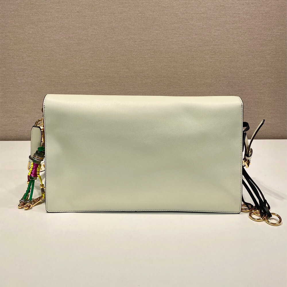 Prada Soft Sound large leather shoulder bag with charms(high-end grade)