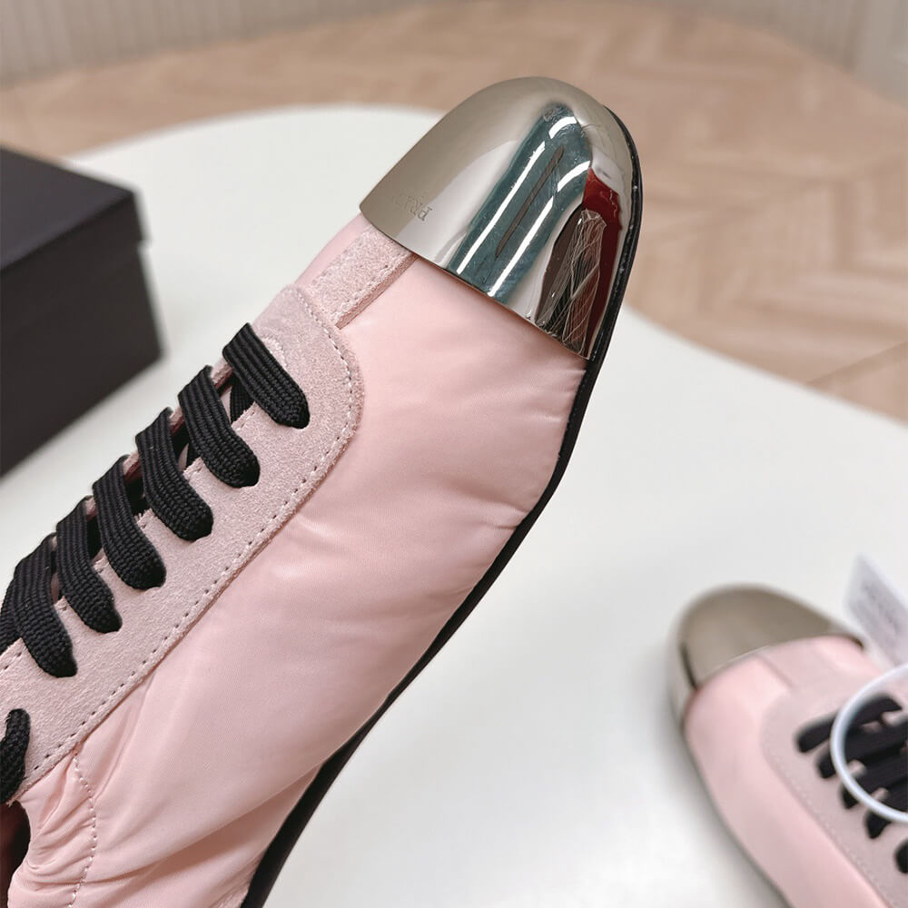 PRADA Collapse Re-Nylon and suede sneakers with metal toecap