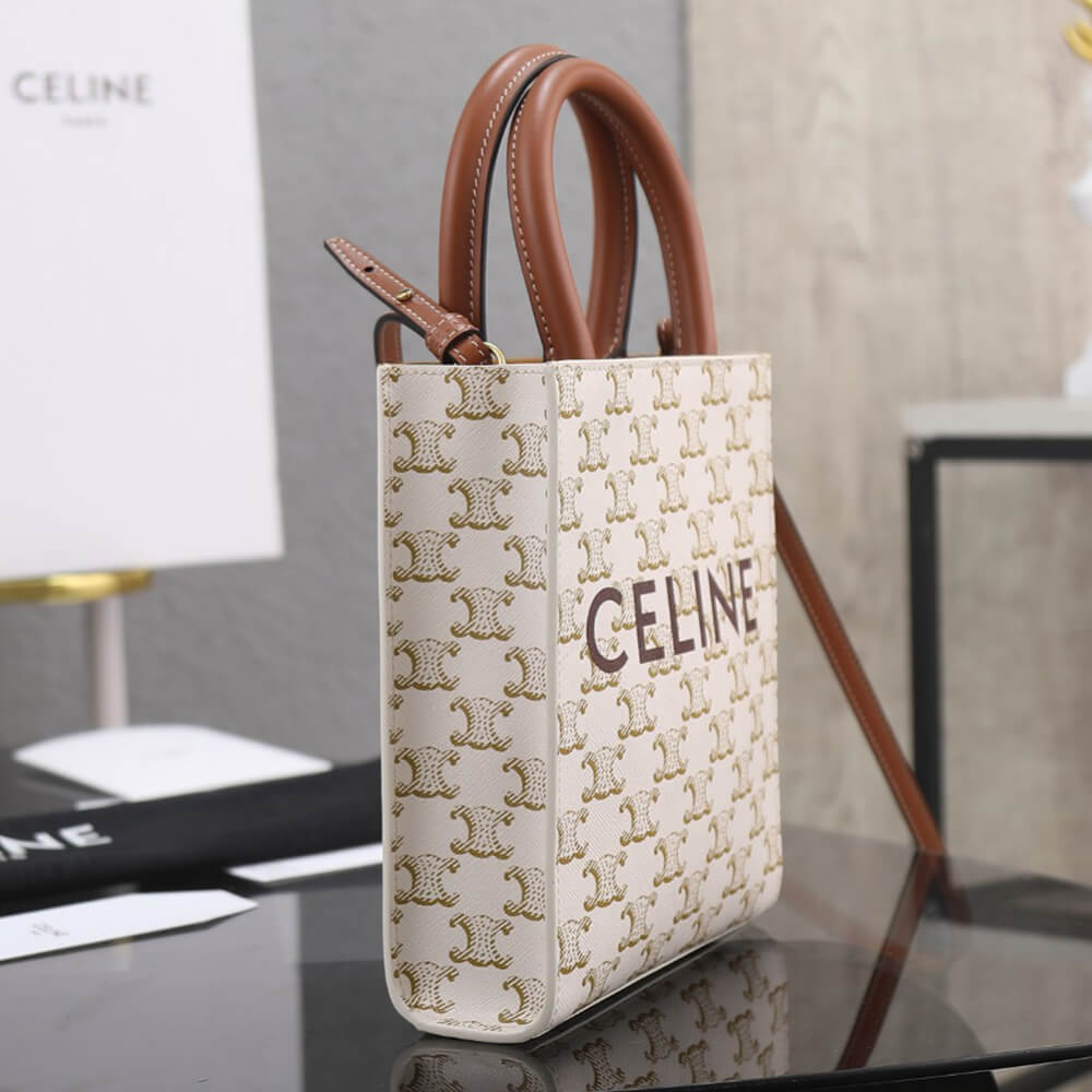 CELINE Mini Vertical Cabas IN Triomphe Canvas with Celine print