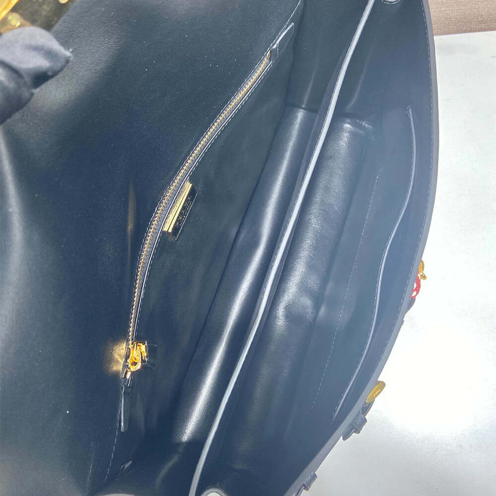 Prada Soft Sound large leather shoulder bag with charms(high-end grade)