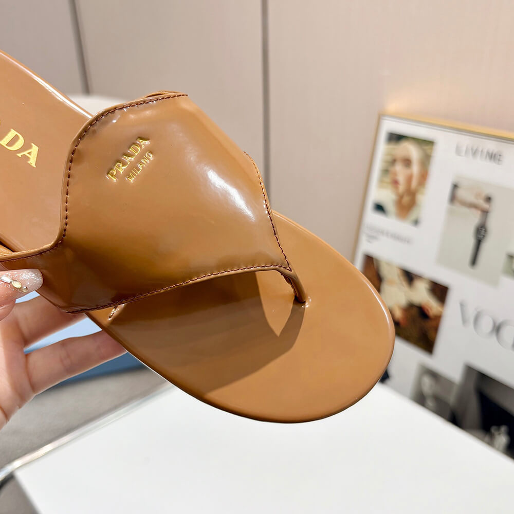 Prada Brushed leather thong sandals