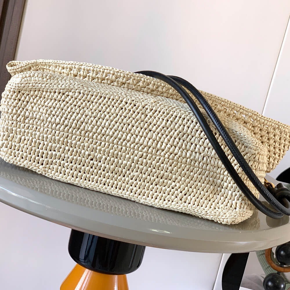 Loewe Medium Ola bag in raffia and calfskin(HIGH-END GRADE)