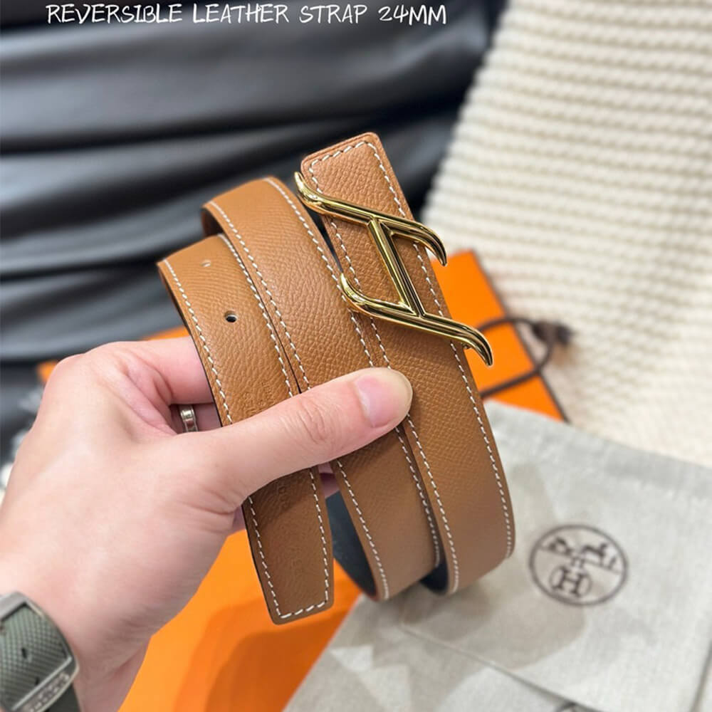 HDN belt buckle   Reversible leather strap 24 mm