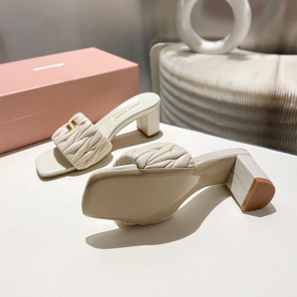 MiuMiu Matelass?? nappa leather slides