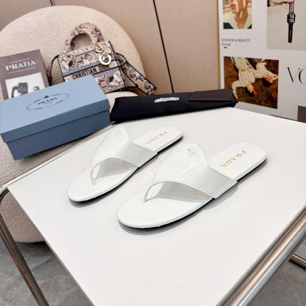 Prada Brushed leather thong sandals