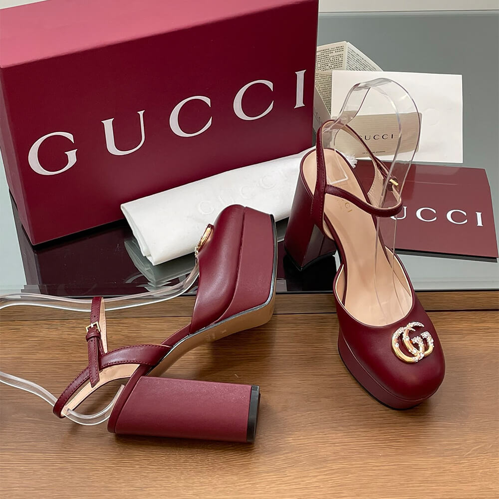 GUCCI Women s platform pump with crystal Double G