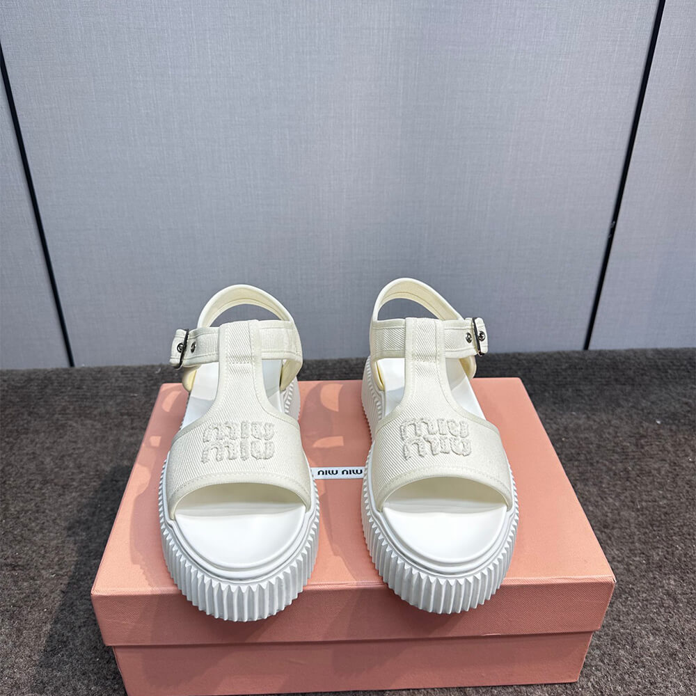 MiuMiu Denim flatform sandals