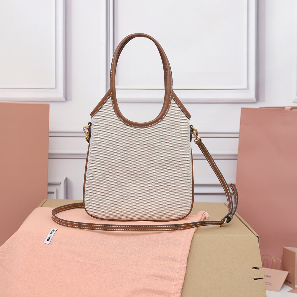 MIUMIU MINI IVY canvas and leather bag(HIGH-END GRADE)