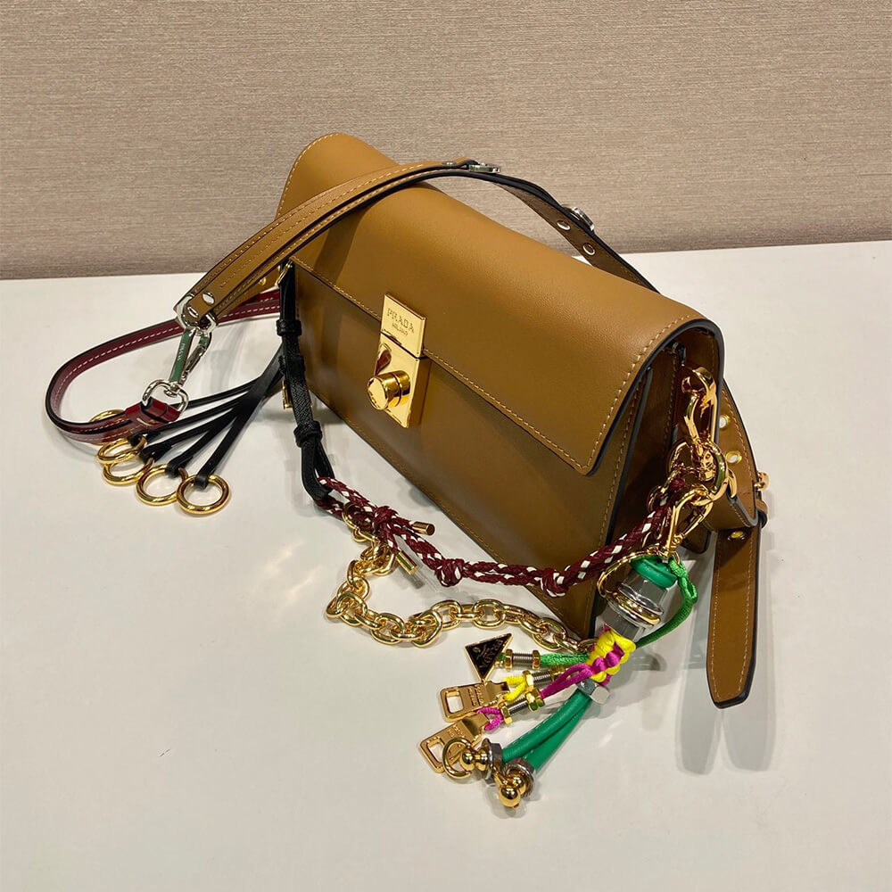 Prada Soft Sound small leather shoulder bag with charms(high-end grade)