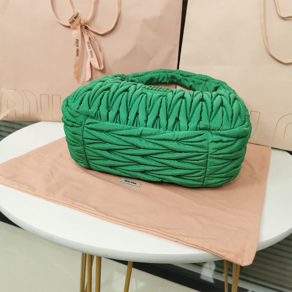 Miu Wander matelasse regenerated nylon hobo bag