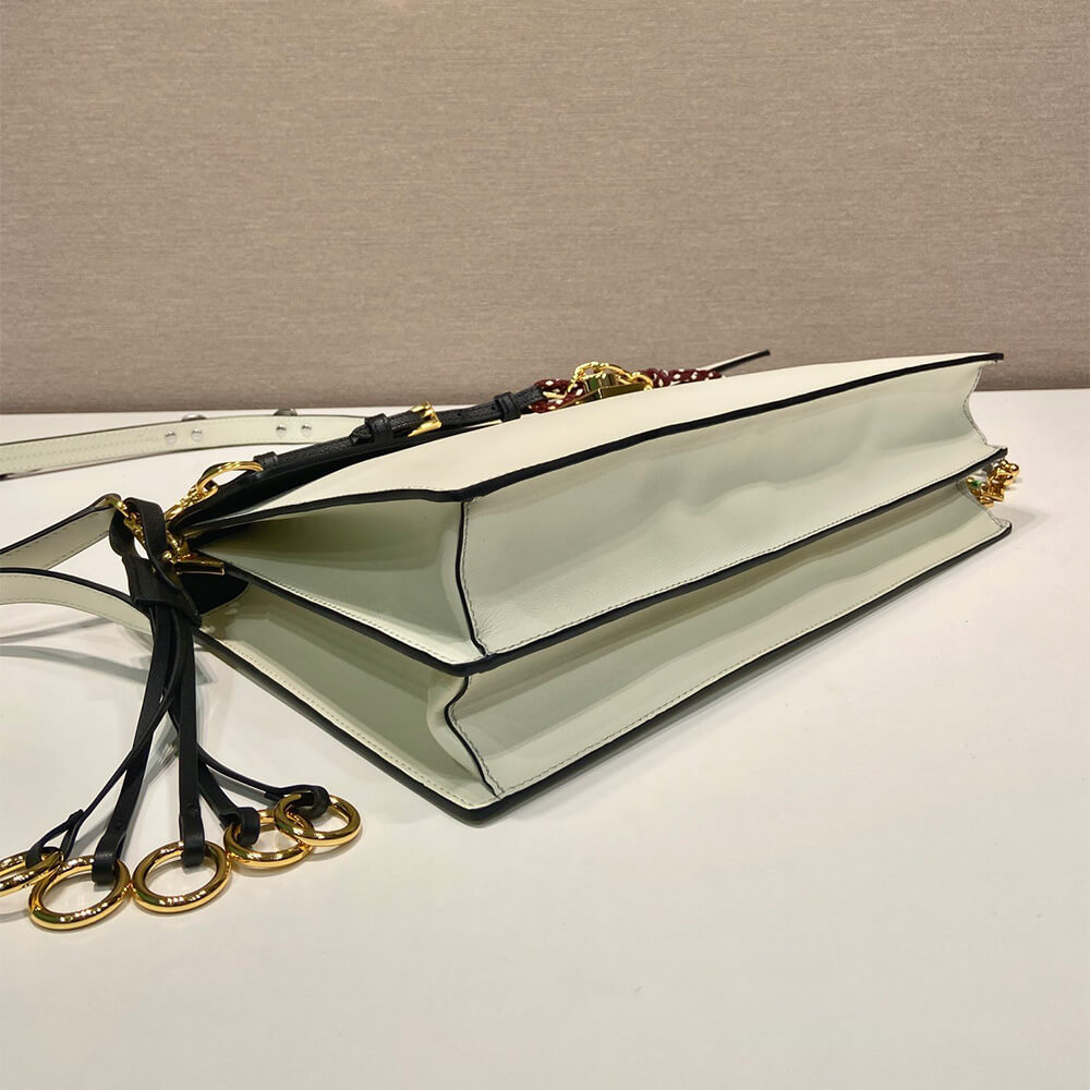 Prada Soft Sound large leather shoulder bag with charms(high-end grade)