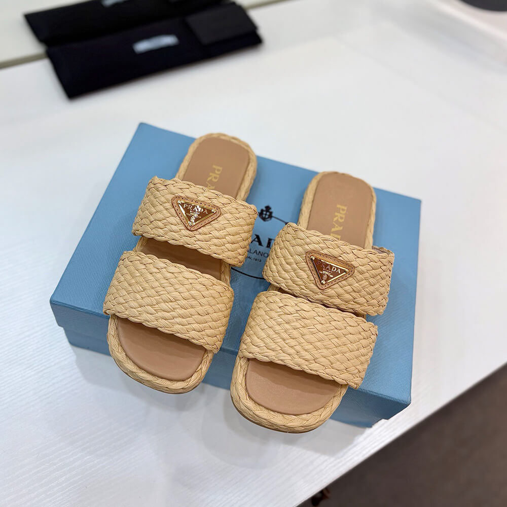 Prada Raffia slides